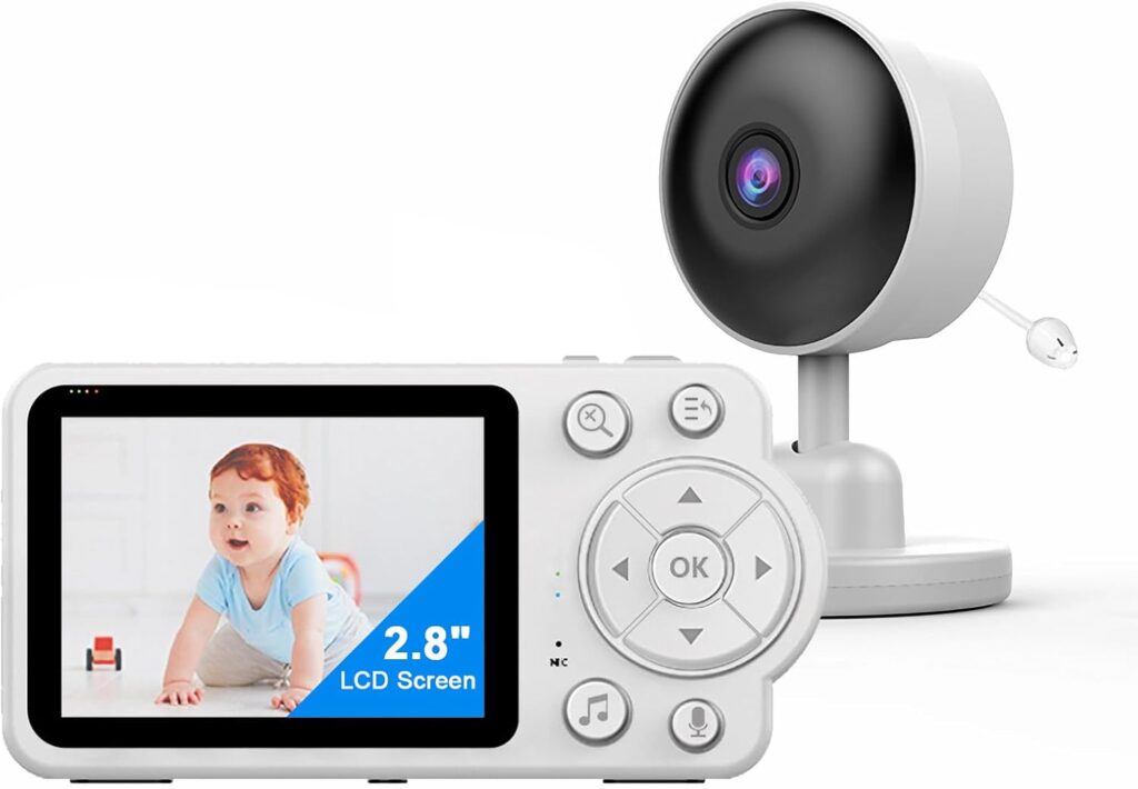 Video Baby Monitor with Camera and Audio, No WiFi Baby Camera Monitor with VOX Mode, 2.8” Display, Infrared Night Vision, Two-Way Audio, Temperature Sensor and Lullabies, 2600mAh Battery Life