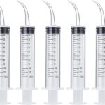 Wisdom Teeth Syringe, 5 Pack Irrigation Dental Syringes with Measure Scale & Curved Tip for Dental Care Liquid Oral Tonsil Stone
