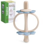 haakaa Silicone Baby Teether Toys,Nipple-Shaped End for Gum Massage,360° Baby Toothbrush Head for Self-Brushing Training,Easy to Grip – Sky Blue