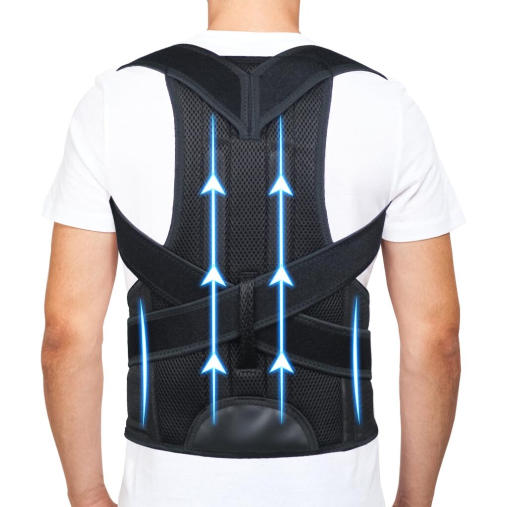 Back Brace Posture Corrector for Men and Women – Improve Posture, Lower Back and Waist Pain, Full Lumbar Support, Shoulder and Neck Stretcher, Adjustable Straps and Breathable Material L(33”-37”)