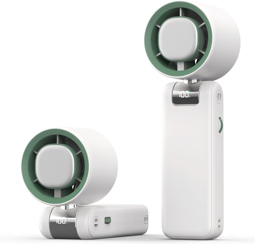 GVY Mini Portable Fan,1-100 Speed Settings, [Up to 24H Cooling] 4000mAH Rechargeable Battery| Personal Handheld Fan for Travel, Beach, Camping| Gifts for Women/Girls (White)