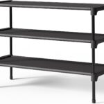Kitsure Shoe Rack – Non-Woven Shoe Rack Shelf, Shoe Organizer for Closet, Entryway, Garage & Corridor, Stackable Shoe Shelves, 27.5″ Wide – 3 Tier, Black