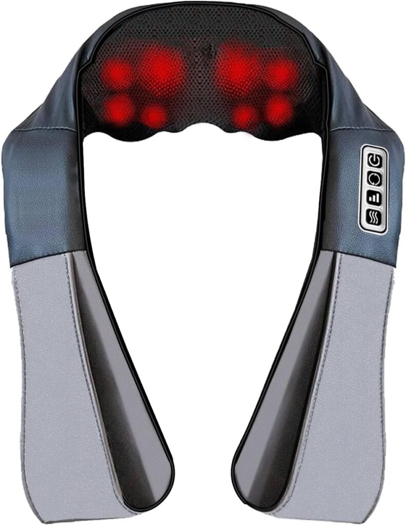 Neck Massager with Heat, Shiatsu Shoulder and Back Massager, Electric Kneading Back Massager, Massage Pillow for Deep Tissue, Birthday Gifts for Dad, Husband, Mom, Wife, Women & Man