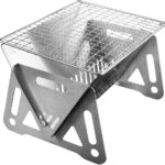 Mini Portable Charcoal Grills, Small Stainless Steel Camping BBQ Grill Detachable Design Fire Pit Grill with Carry Bag for Outdoor Cooking, Bonfire, Patio, Backyard