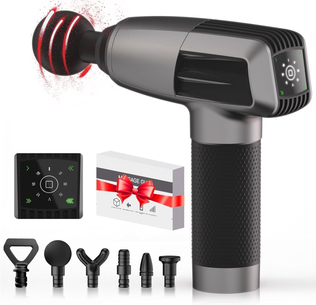 Fathers Day for Dad Husband Gifts,Massage Gun Deep Tissue – Percussion Electric Muscle Massager with 8 Speeds & 6 Heads(Gray)