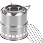 Camping Stove, Ohuhu Camp Stove Wood Burning Stove Stainless Steel Stoves Mini Portable Stove for Camping Picnic BBQ Backpacking Hiking Survival Emergency Cooking Outdoor with Grill Grid Carry Bag