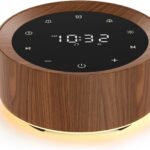 White Noise Sound Machine Alarm Clock 7 Color Night Light Sound Machine for Adult/Baby 20 Soothing Sound 31 Level Volume 6 Level Screen Brightness 5 Timer Set Memory Function Touch Control Wood Grain