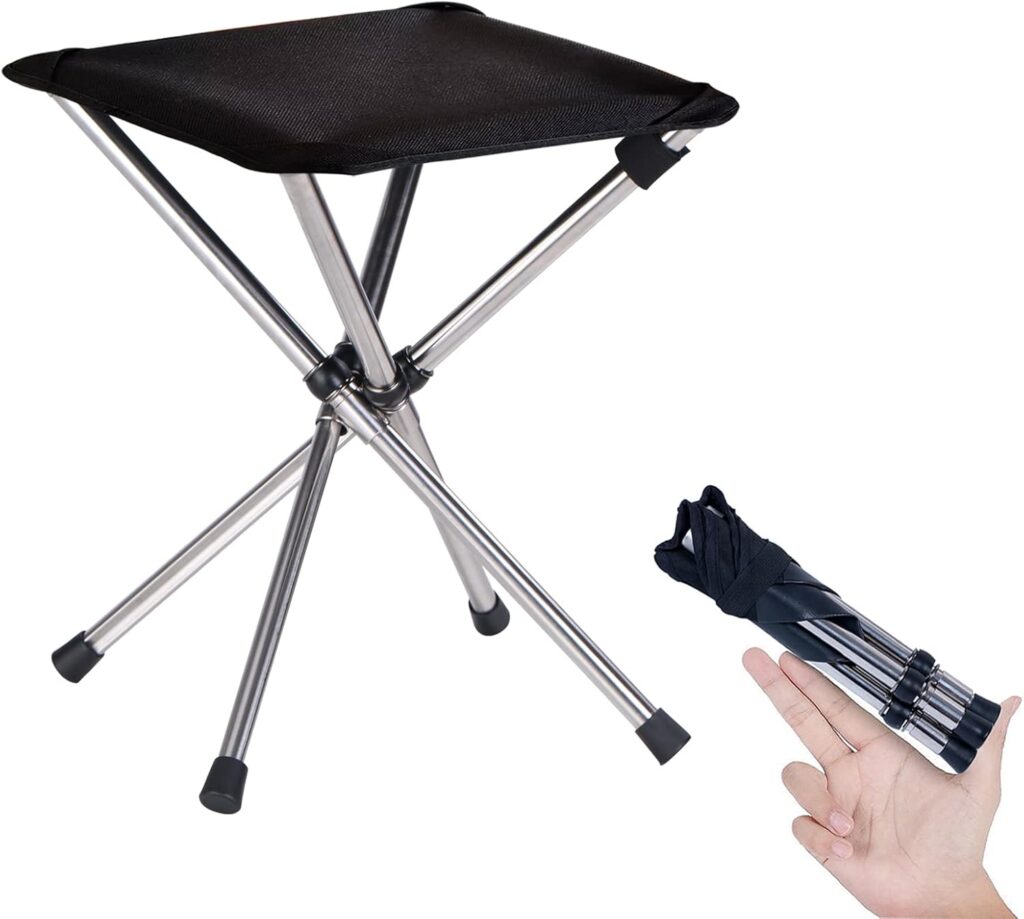 Camping Stool,Small Folding Chair,13.8″ Lightweight Folding Stool Compact Backpacking Stool with Carry Bag