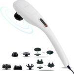 MEGAWISE Handheld Back Massager | Deep Tissue Percussion Relief for Back, Neck, Shoulders, Waist Legs, Full Body for Improved Blood Circulation and Fatigue Relief (Pearl White 6Ft Corded)