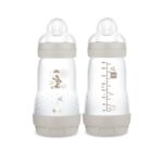 MAM Easy Start Anti-Colic Baby Bottle 9 oz, Medium Flow, Breastfeeding-Like Silicone Nipple Bottle, Reduces Colic, Gas, & Reflux, Easy-to-Clean, BPA-Free, Vented Baby Bottles for Newborns, 2+ Months