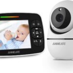 ANMEATE Baby Monitor with Remote Pan-Tilt-Zoom Camera,Large Display Video Baby Monitor with Camera and Audio |Infrared Night Vision |Two Way Talk | Room Temperature| Lullabies and 960ft Range（Black）