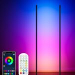 2PCS Corner Floor Lamp, 65″ Smart RGB Color Changing LED Floor Lamp with APP and Remote Control, Modern Mood Lighting Corner Lamp with Music Sync, DIY Mode & Timing for Living Room Gaming Room