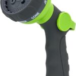 Garden Hose Spray Nozzle, Water Sprayer with 8 Adjustable Patterns, Impact Resistant and Non-Slip for Watering Plants, Car Washing, Pets Bathing and Cleaning (Green+Grey)
