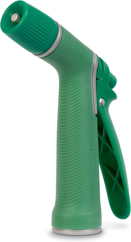 Gilmour Medium Duty Garden Hose Nozzle with Adjustable Spray Pattern, Water Hose Nozzle for Watering Garden or Lawn, Green