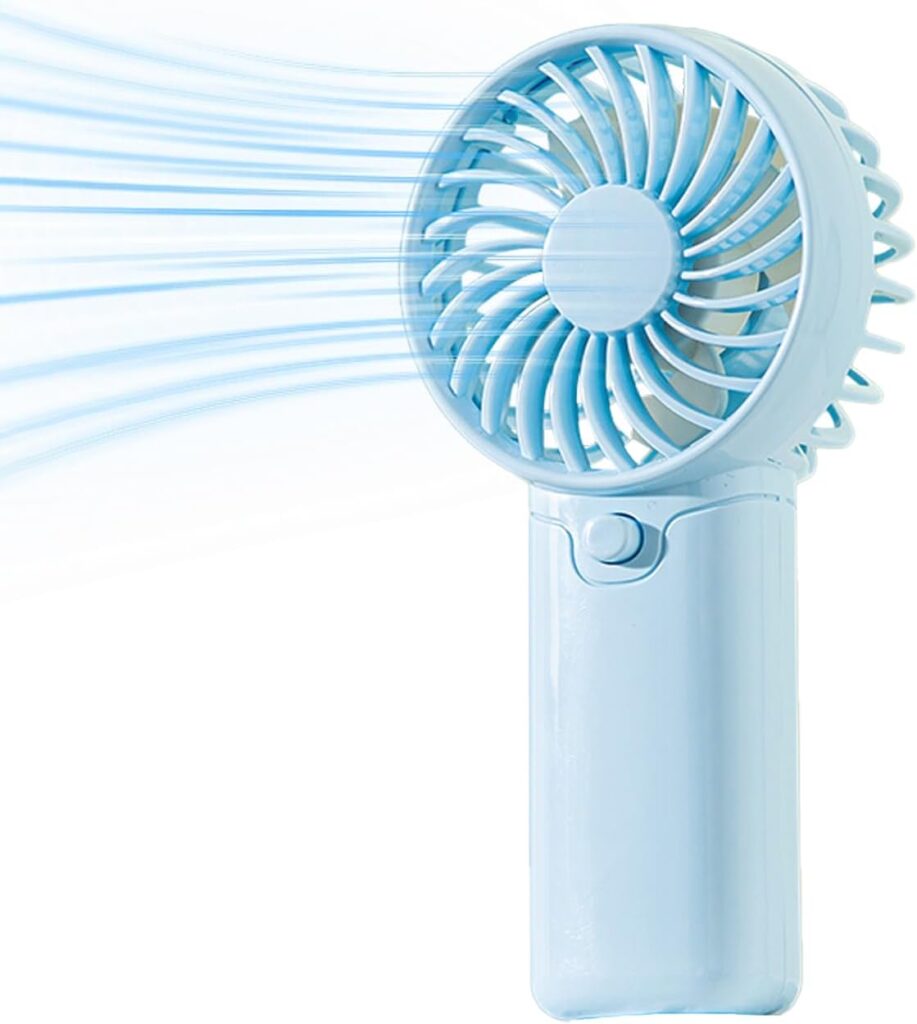 AAA Battery Powered on Fan Small Portable Battery Powered Fans with 1Speeds, 5” Quiet Personal Fan for Bed, Camping, Outdoor,Wireless Desk Fan，No battery configured (blue)