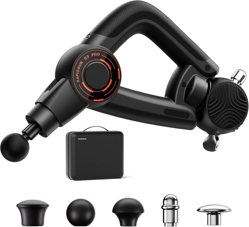 R3 Pro 3-in-1 Massage Gun with Vibration – 18mm Amplitude & 6500RPM Deep Tissue Percussion Massager for Pain Relief in Back, Shoulder, Leg – Gift for Athletes