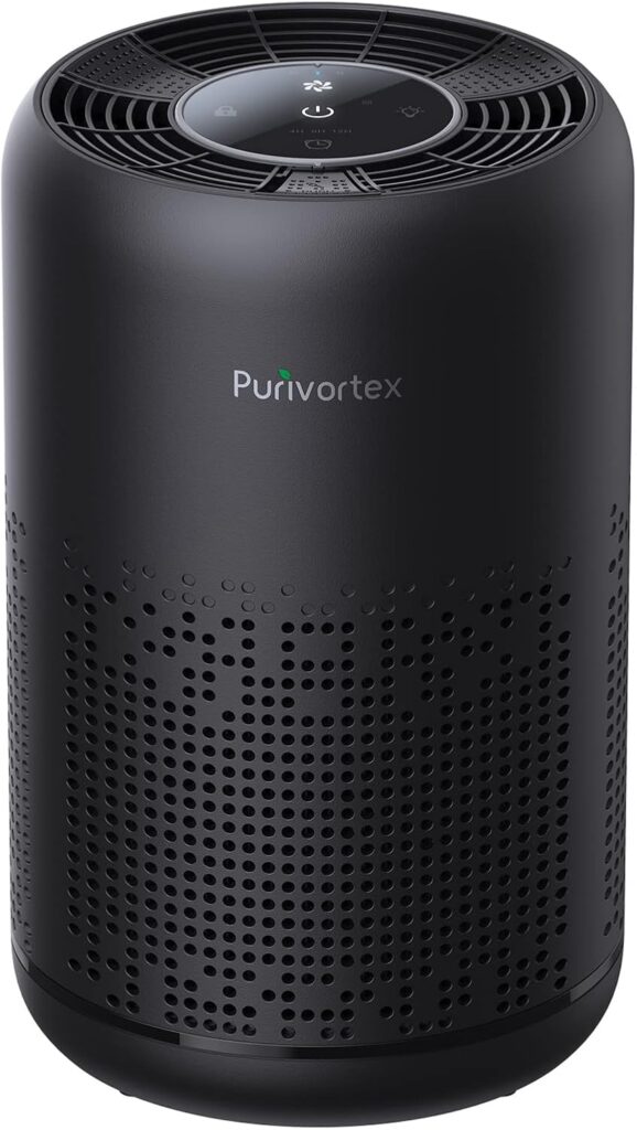 HEPA Air Purifier for Bedroom – Filters Smoke Dander Hair Odors – Portable with Fragrance Sponge – Sleep Mode and Speed Control – AC300 (Black)