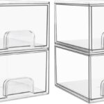 Vtopmart 4 Pack Clear Small Stackable Storage Drawers,Acrylic Bathroom Makeup Organizer,Plastic Storage Bins For Vanity, Undersink, Kitchen Cabinets, Pantry, Home Organization