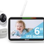 Blemil Upgrade Video Baby Monitor with Camera and Audio 6″ Large Screen, 35-Hrs Battery, No WiFi Baby Monitor, Remote Pan/Tilt/Zoom Camera, 2-Way Talk, Night Vision, Temperature, 1000ft Range