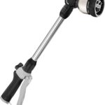 FANHAO Watering Wand Heavy Duty, 16 Inches Metal Garden Hose Wand with 8 Spray Patterns, Long Hose Nozzle Sprayer with ON/OFF Thumb Control, Perfect for Hanging Baskets, Shrubs, Garden and Lawn
