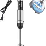 Blackcow Immersion Blender Handheld, 800W Powerful Electric Hand Blender with Titanium Alloy Blades, 12 Speeds & Turbo, Electric Hand Mixer for Smoothies, Soups, Baby Food and Purees