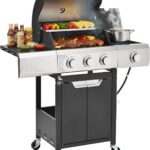 40,500 BTU 3-Burner Propane Gas Grill with Side Burner,Stainless Steel Outdoor BBQ Grill Portable with Wheels and Cast Iron Grates for Patio Garden Barbecue Cooking