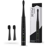 AquaSonic Pulse – Ultra Whitening Electric Toothbrush w Activated Charcoal Whitening Bristles – Sonic Rechargeable toothbrush – 3 Modes & Smart Timers – Lasts 45 days – Home & Travel Toothbrush