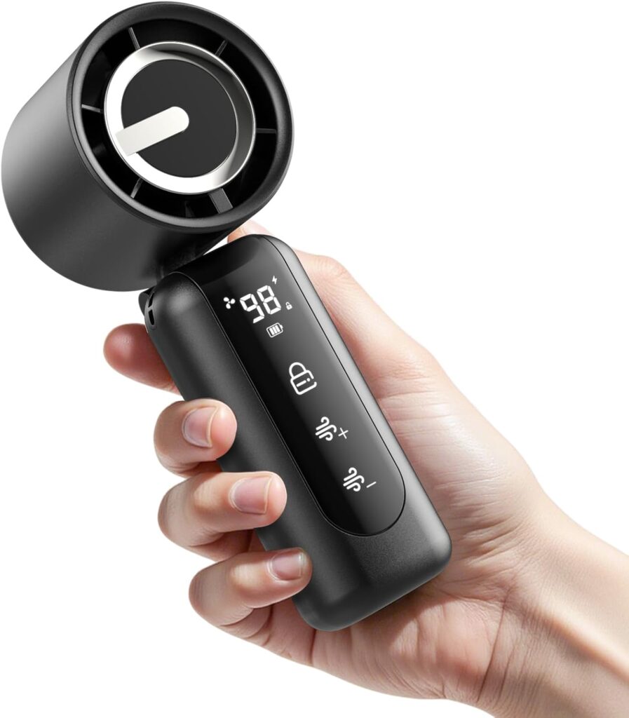 Portable Handheld Mini Fan,Speed(1-100) Adjustable Turbo Personal Fan,4000mAh Battery Rechargeable,AI Digital Display,Gifts for Women Men Camping Travel Summer Outdoor