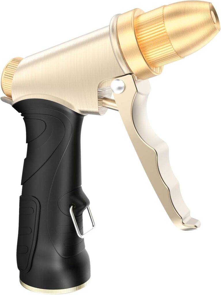 Garden Hose Nozzle Heavy Duty, Metal Hose Sprayer Nozzle with High Pressure, Adjustable Spray Patterns, 3/4″ Thread, Suit for Lawn Care, Watering Plants, Car, Pet, Outdoor