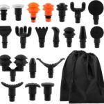 Massage Gu-n Attachments, 20pcs Relaxation Massager Heads with 2pcs Drawstring Bag Different Massager Heads to Meet Different Needs for Deep Tissue Percussion Plug and Play(Black)
