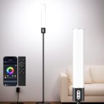 luckystyle RGBICW Floor Lamp, 1500Lumen Smart Floor Lamps with Music Sync and 16 Million DIY Colors,Dimmable Modern Floor Lamps with Remote and Bluetooth APP Control LED Lamp for Bedroom Living Room