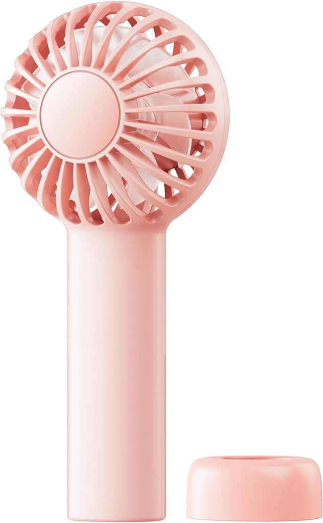SWEETFULL Mini Portable Fan – Rechargeable Handheld Fan, 3 Speeds Personal Small Hand Gifts for Travel Essentials, Lash, Makeup, Eyelash, Kids, Girls, Women – USB, Cute Design Pink
