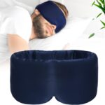 100% Handmade Bamboo Sleeping Eye Mask for Women for Men,Night Masks,Organic Sleep Mask,Blockout Eye Mask for Sleeping,Large Size Adjustable (Navy Blue)
