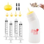 Pet Feeding Nipple with Syringe, Soft Silicone Nursing Pet Feeding Bottle, Ventilation Valve Resistant Tearing for Puppies, Kittens, Rabbit, Small Wildlife (Yellow)