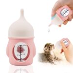 Ergonomic Pet Nursing Bottle,Puppy Bottles for Nursing Puppy Milk – 20ml Slow Flow Kitten Bottle Feeding kit for Newborn Kittens/Puppies/Small Animals, Easy-Clean Silicone Feeder (‌Pink‌)