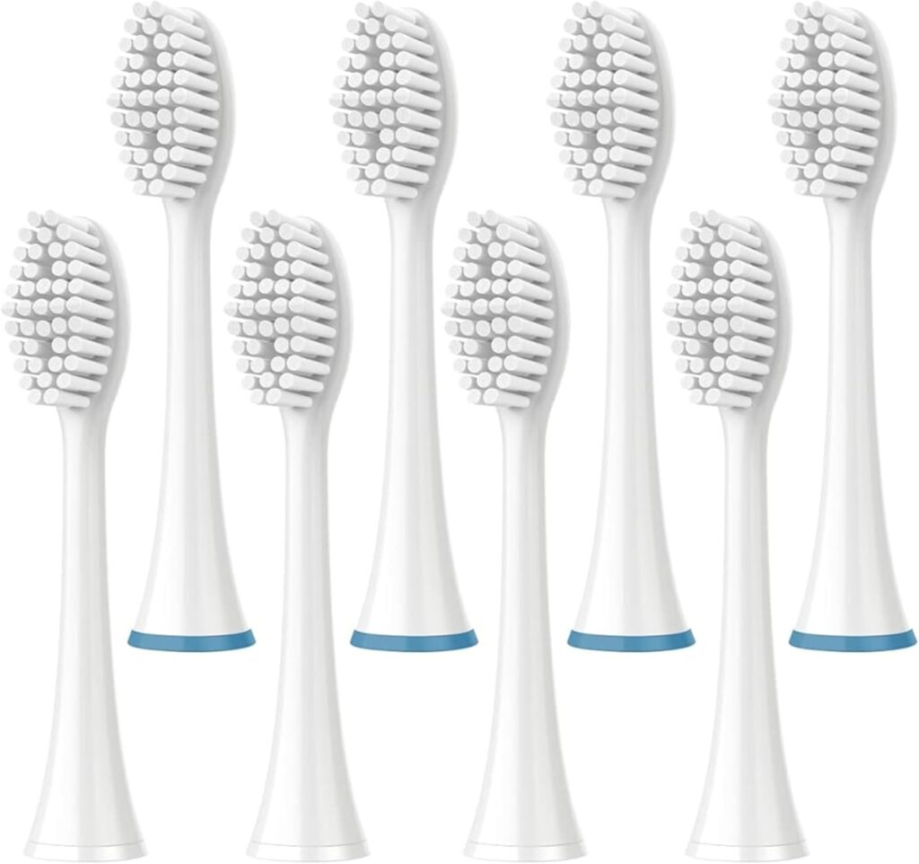 Replacement Toothbrush Heads – 8 Pack Electric Brush Heads Compatible with Dazzlepro Elements, AquaSonic Toothbrush Vibe, Duo Pro and Black Series Pro (White)