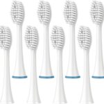 Replacement Toothbrush Heads – 8 Pack Electric Brush Heads Compatible with Dazzlepro Elements, AquaSonic Toothbrush Vibe, Duo Pro and Black Series Pro (White)