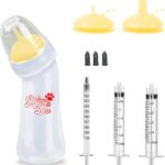 Pet Feeding Bottle and Syringes, 3 Sizes Nipples with Ventilation Valve Resistant Tearing Perfect for Puppies, Kittens, Small Wildlife (Yellow)