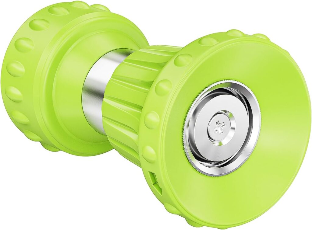 HOSUN Fireman Style Hose Nozzle, Garden Hose Nozzle, Heavy Duty Brass Nozzle, Leak Proof & Best High-Pressure Sprayer for Plants Watering, Car Washing, Pet Washing (Green)