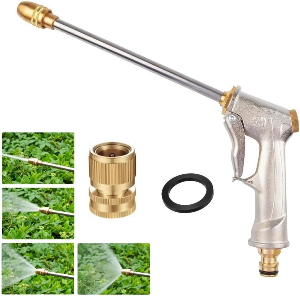 Garden Hose Nozzle,Hose Sprayer Nozzle Metal Spray Nozzles for Garden Hose Gun Heavy Duty Hand Sprayer with 3/4”GHT Thread Brass Hose Quick Connect Fitting, for Lawn,Washing Cars,Pets Shower