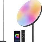 SUNMORY Smart RGB Floor Lamps for Living Room, 32W Bright LED Floor Lamp with APP and Remote Control, Tall Standing Lamp with Stepless Dimmable, Modern Torchiere Corner Lamp for Bedroom, Gaming Room
