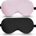 BeeVines 100% Real Mulberry Silk 2 Pack Sleep Mask, Natural Pure Silk Eye Masks with Adjustable Strap for Sleeping, 100% Block Light Eye Sleep Shade Cover, Reduces Puffy Eyes Traveling Gifts
