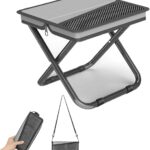 Portable Ultralight Travel Stool Camping Chair Fishing Stool – Gray Carbon Steel with Foot Pads and Keychain, Handbag Style Pocket Foldable