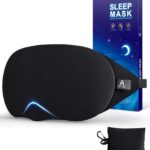 Mavogel Cotton Sleep Eye Mask – Updated Design Light Blocking with Adjustable Nose Bridge, Soft and Comfortable Night Eye Mask for Men Women, Eye Blinder for Shift Work, Includes Travel Pouch, Black