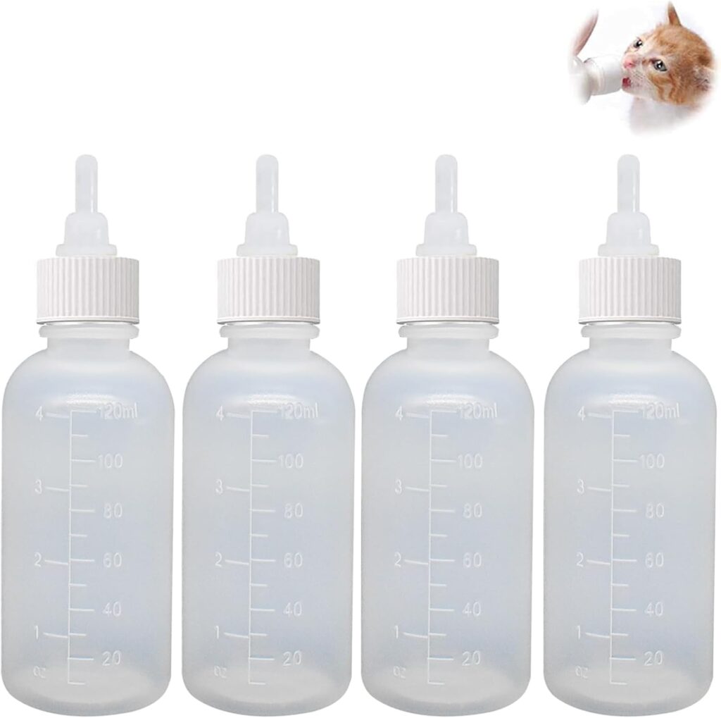 GKYZBB 4Pack 120ML pet Puppy Bottles for Nursing,Kitten Bottle Feeding Kit Nipple for Newborn Kitten Puppy Rabbits Squirrel Animals