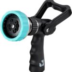 Heavy Duty Metal 10 Pattern Fireman’s Hose Nozzle 500003 with Lever Control and Comfort Grip by New England Garden Tools for Cleaning, Watering Plants & Yards, Washing Cars & Livestock