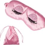 Sleep Mask, Ulbemoll Silk Eye Mask Satin Blindfold Smooth Soft Breathable Travel Eye Cover Eyeshade with Elastic Strap for Women Girls – Pink