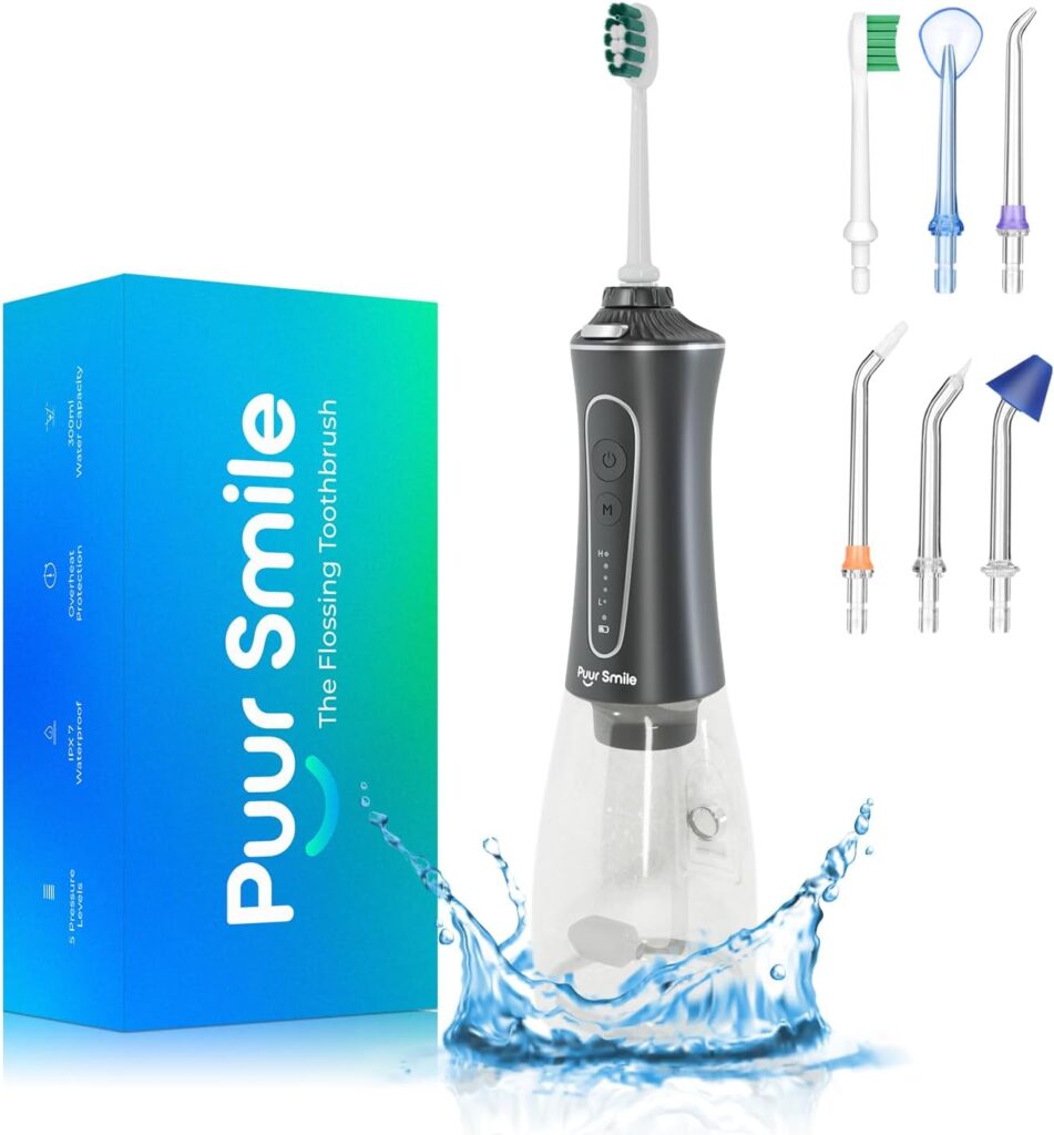 Professional Water Flosser – Advanced Dental Care for a Healthier Mouth, Gum, and Teeth – IPX7 Waterproof Oral Irrigator | 7 Replacement Tips, Travel-Friendly, Rechargeable – Oral Hygiene