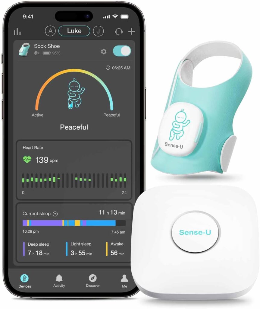 Sense-U Smart Sock Shoe Baby Monitor (Long Range) – Track Baby’s Heart Rate, Movement and Sleep from Anywhere