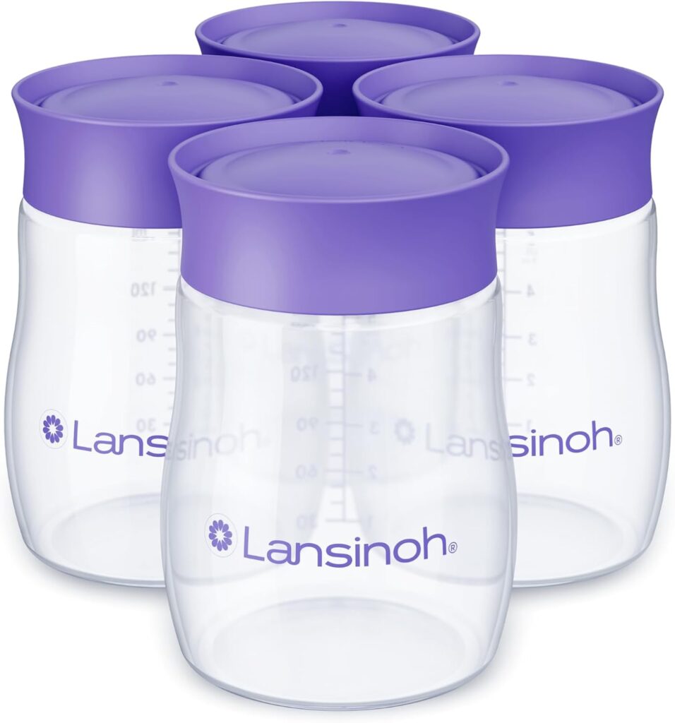 Lansinoh Breastmilk Storage Bottles | 4-Pack 5oz BPA & BPS-Free | Pump-to-Storage Feeding Bottles | Compatible with Lansinoh Breast Pumps and Nipples